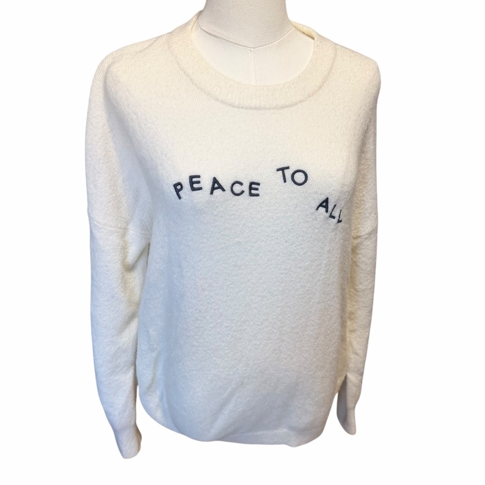 Madewell Peace To All Wool Alpaca Cream Sweater Sz Medium